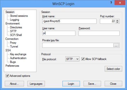 winscp key stored
